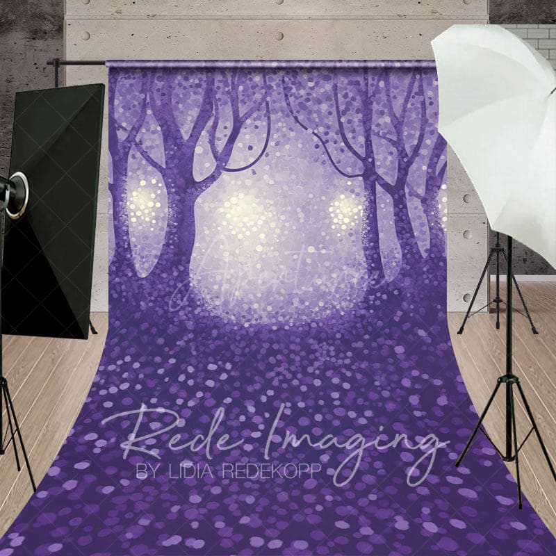 Aperturee - Aperturee Magical Abstract Purple Forest Sweep Photo Backdrop