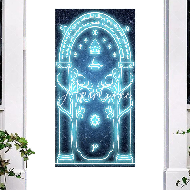 Aperturee - Aperturee Magical Blue Lighted Moria Gate Party Door Cover