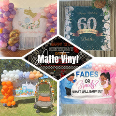 Aperturee - Aperturee Magical Gradient Sky Glitter Happy Birthday Backdrop