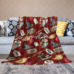 Aperturee - Aperturee Magical School Preppy Fantasy Dark Red Custom Blanket