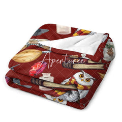 Aperturee - Aperturee Magical School Preppy Fantasy Dark Red Custom Blanket