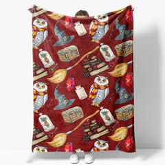 Aperturee - Aperturee Magical School Preppy Fantasy Dark Red Custom Blanket