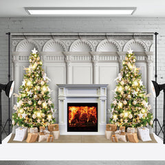 Aperturee - Aperturee Magnificent Wall Tree Fireplace Christmas Backdrop