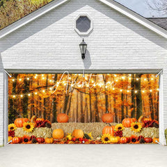 Aperturee - Aperturee Maple Forest Leaves Pumpkin Stack Garage Door Banner