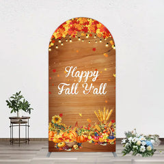 Aperturee - Aperturee Maple Leaves Wooden Happy Fall Yall Arch Backdrop