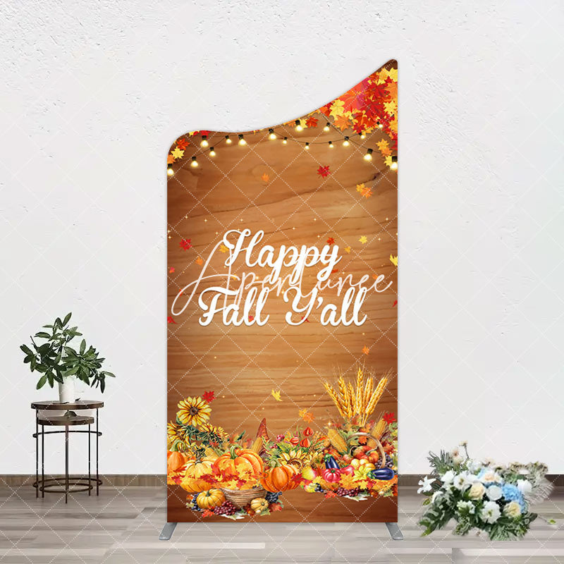 Aperturee - Aperturee Maple Leaves Wooden Happy Fall Yall Arch Backdrop