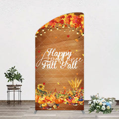 Aperturee - Aperturee Maple Leaves Wooden Happy Fall Yall Arch Backdrop