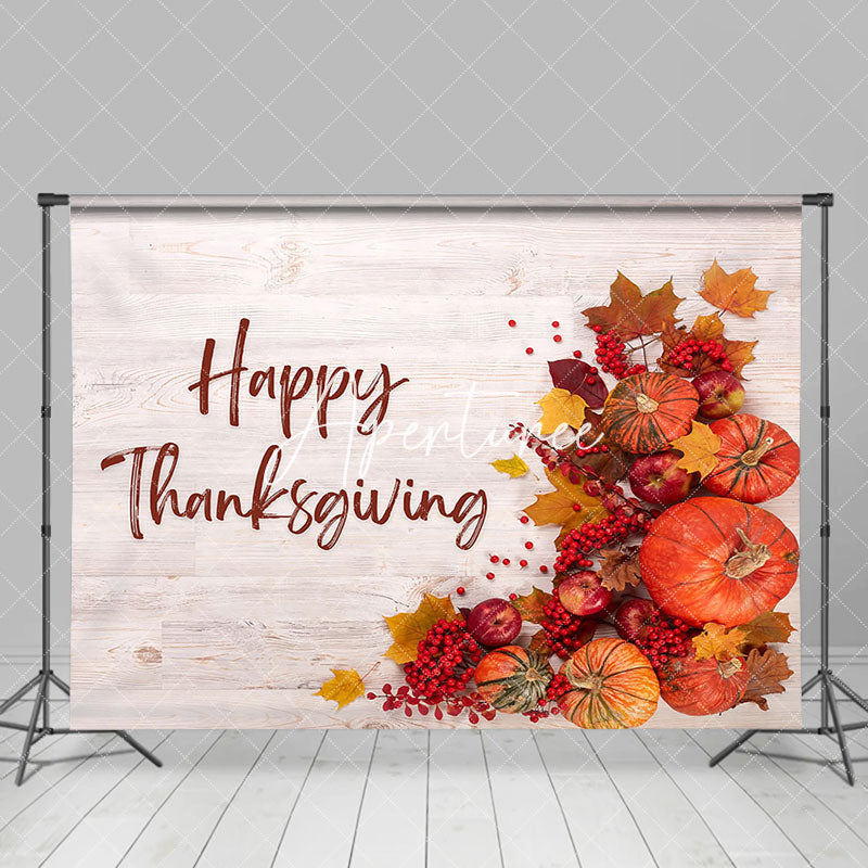 Aperturee - Aperturee Maple Pumpkin Cherry Apple Wood Thanksgiving Backdrop