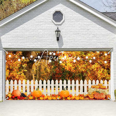 Aperturee - Aperturee Maple Tree Leaves Fence Pumpkin Garage Door Banner