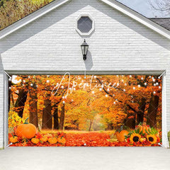 Aperturee - Aperturee Maple Tree Leaves Pumpkins Fall Garage Door Banner