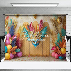 Aperturee - Aperturee Mardi Gras Gold Plam Feather Photography Backdrop