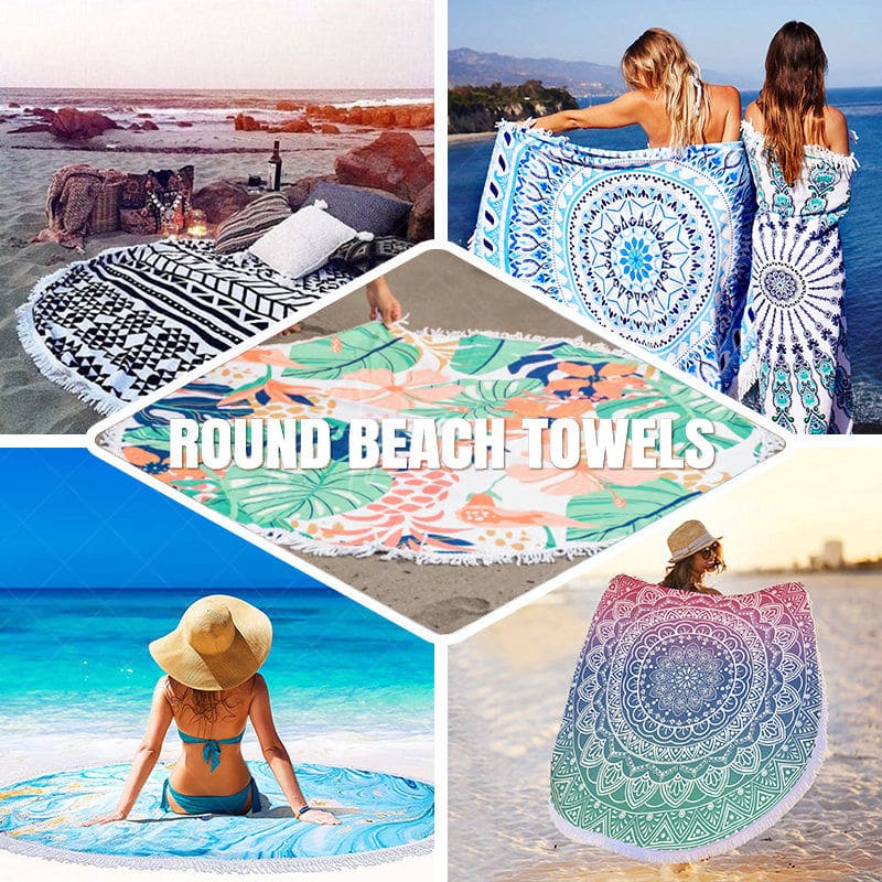 Aperturee - Aperturee Marine Organisms Coral Turtles Round Beach Towel