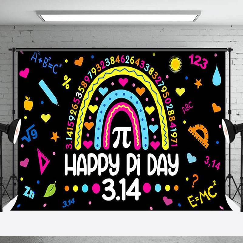 Aperturee - Aperturee Mathematical Formula Rainbow Happy Pi Day Backdrop