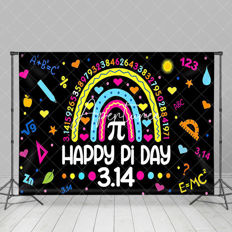 Aperturee - Aperturee Mathematical Formula Rainbow Happy Pi Day Backdrop