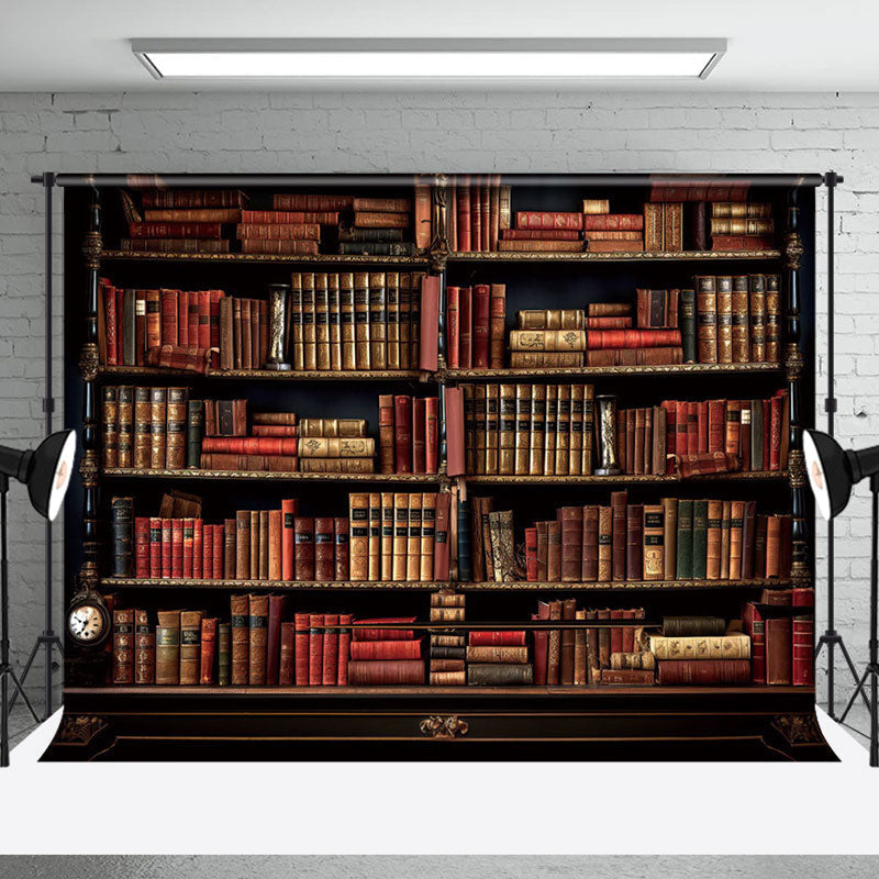 Aperturee - Aperturee Medieval Retro Anicent Brown Bookcase Photo Backdrop