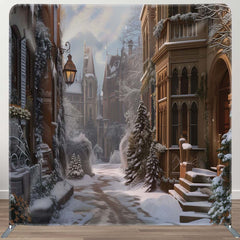 Aperturee - Aperturee Melting Snow Town Path Tension Christmas Backdrop