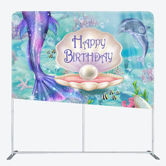 Aperturee - Aperturee Mermaid Ocean Clam Shell Square Tension Backdrops For Birthday