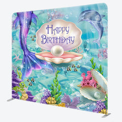 Aperturee - Aperturee Mermaid Ocean Clam Shell Square Tension Backdrops For Birthday