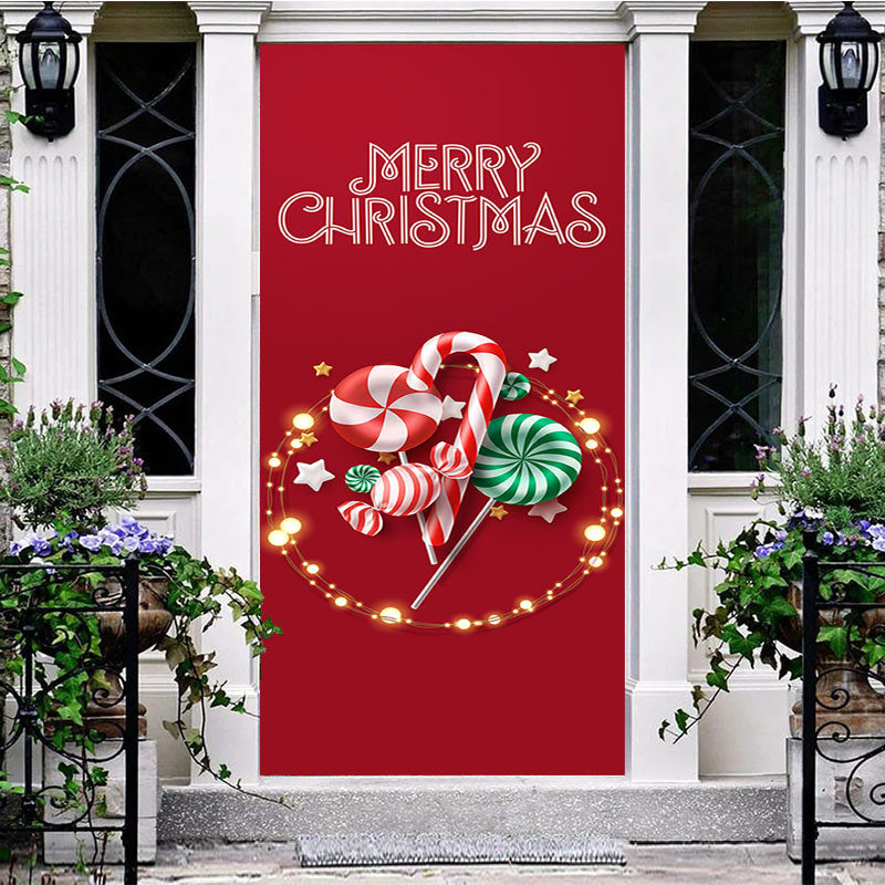 Aperturee - Aperturee Merry Christmas Cane Candy Red Party Door Cover