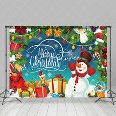 Aperturee - Aperturee Merry Christmas Cartoon Snowman Gift Holiday Backdrop