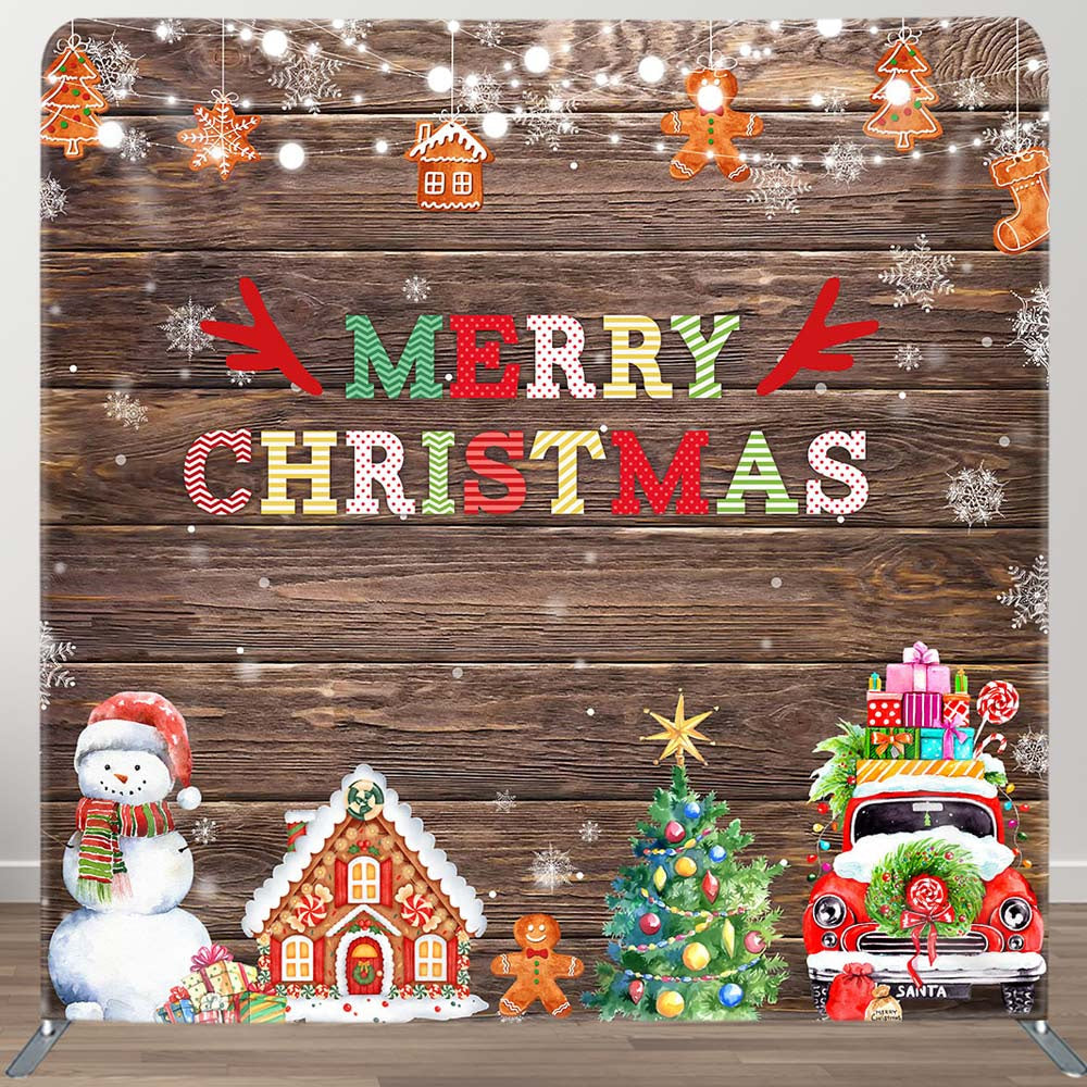 Aperturee - Aperturee Merry Christmas Celebration Wooden Pillow Case Backdrop