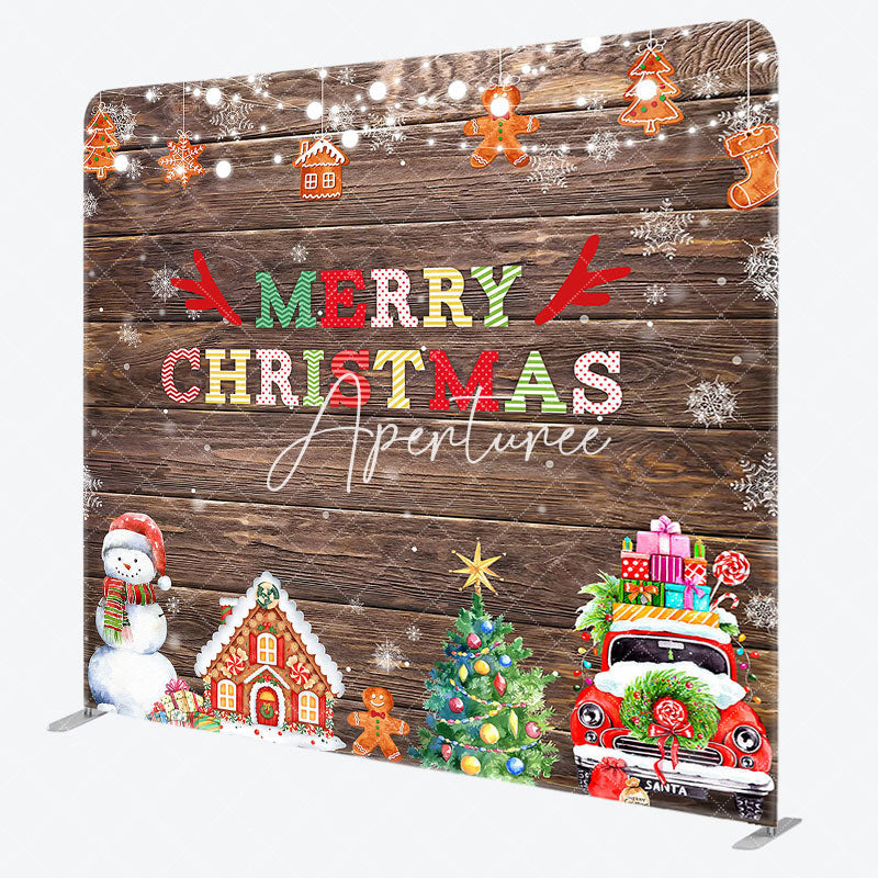 Aperturee - Aperturee Merry Christmas Celebration Wooden Pillow Case Backdrop