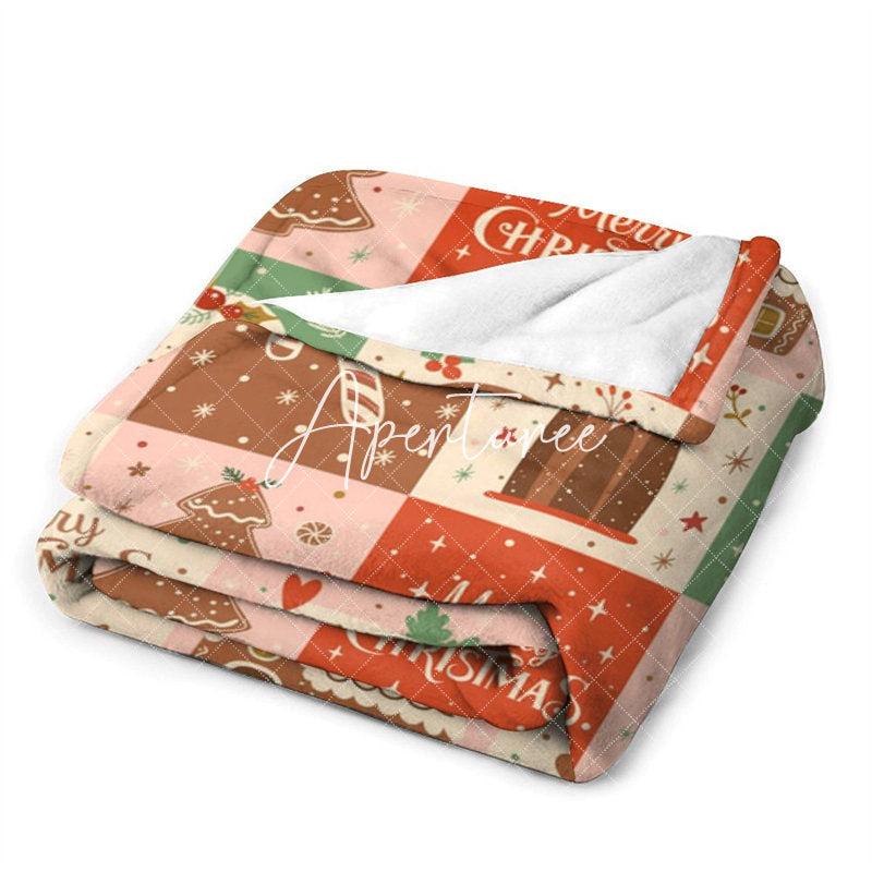 Aperturee - Aperturee Merry Christmas Star Tree Cute Pattern Print Blanket