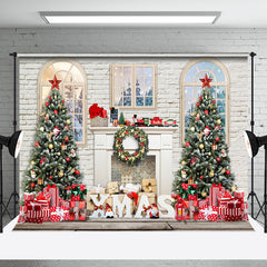 Aperturee - Aperturee Merry Christmas White Wall Holiday Gift Backdrop