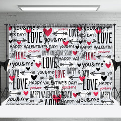 Aperturee - Aperturee Messy Repeated Love Happy Valentines Day Backdrop