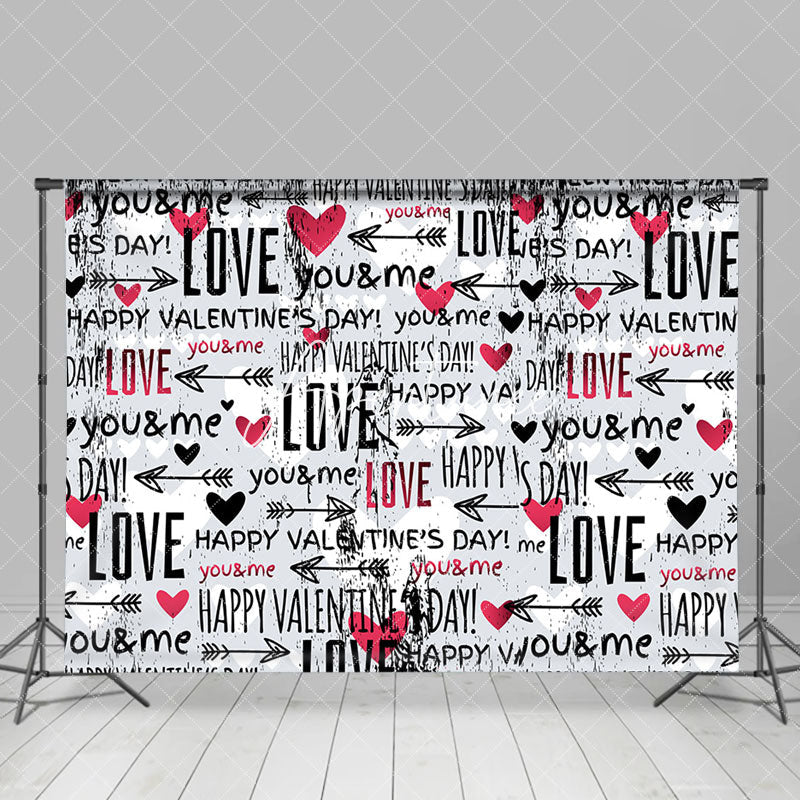 Aperturee - Aperturee Messy Repeated Love Happy Valentines Day Backdrop