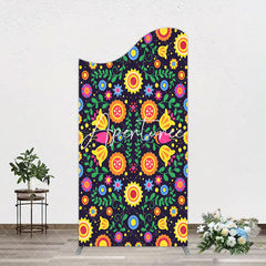 Aperturee - Aperturee Mexican Art Colorful Flowers Birthday Arch Backdrop