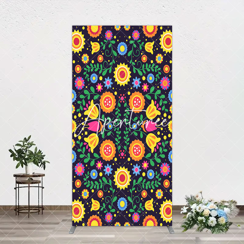 Aperturee - Aperturee Mexican Art Colorful Flowers Birthday Arch Backdrop