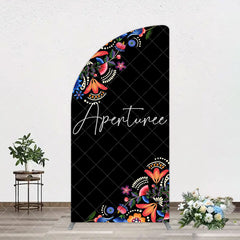 Aperturee - Aperturee Mexican Artistic Floral Black Birthday Arch Backdrop