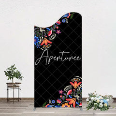 Aperturee - Aperturee Mexican Artistic Floral Black Birthday Arch Backdrop