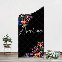 Aperturee - Aperturee Mexican Artistic Floral Black Birthday Arch Backdrop