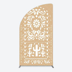 Aperturee - Aperturee Mexican Brown White Pattern Birthday Half Moon Arch Backdrop