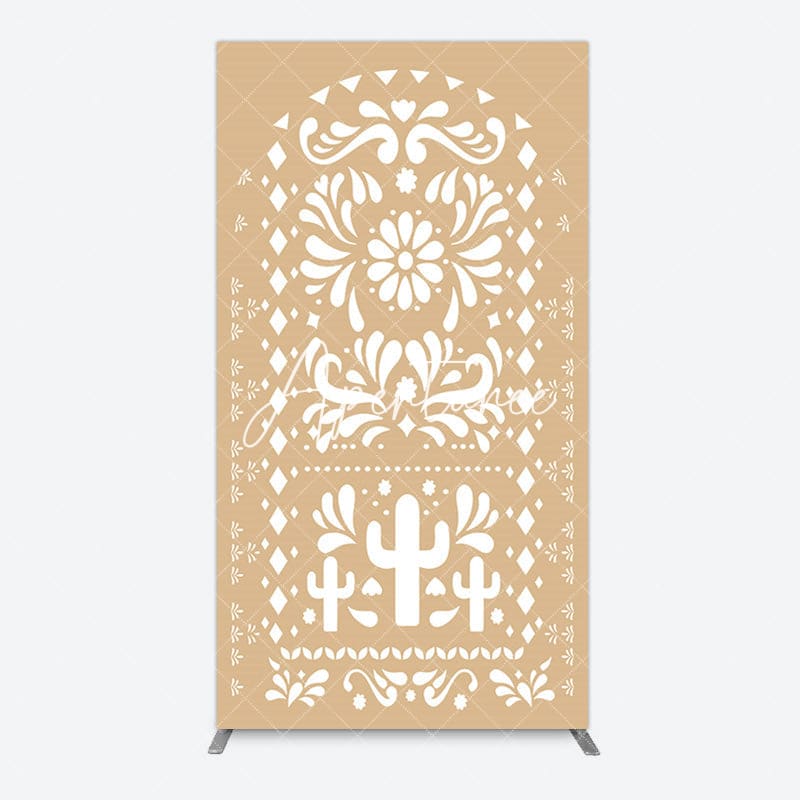 Aperturee - Aperturee Mexican Brown White Pattern Birthday Rectangle Backdrop