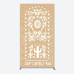 Aperturee - Aperturee Mexican Brown White Pattern Birthday Rectangle Backdrop