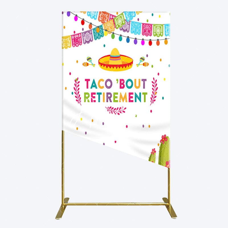 Aperturee - Aperturee Mexican Cactus Taco Bout Retirement Rectangle Backdrop