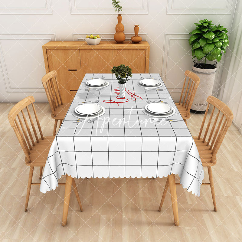 Aperturee - Aperturee Minimalist Black Grid Patterns Simple Tablecloth