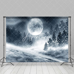 Aperturee - Aperturee Misty Moon Night Forest Snowland Winter Backdrop