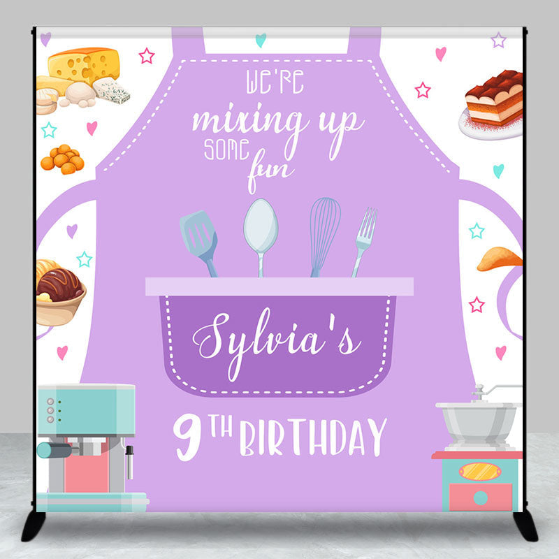 Aperturee - Aperturee Mix Up Some Fun Apron Custom 9th Birthday Backdrop