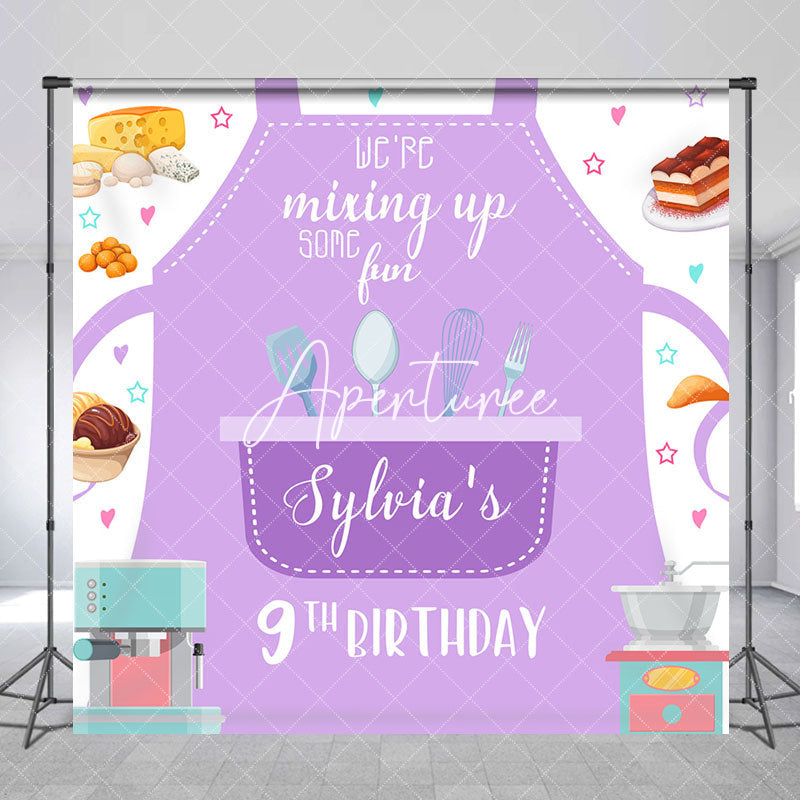 Aperturee - Aperturee Mix Up Some Fun Apron Custom 9th Birthday Backdrop