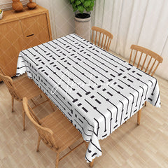 Aperturee - Aperturee Modern Black And White Stripes Rectangle Tablecloth