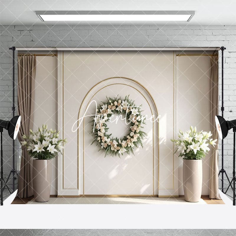 Aperturee - Aperturee Modern Wall Wreath Floral Vase Wedding Photo Backdrop