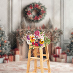 Aperturee - Aperturee Modern White Wall Christmas Vibe Fireplace Backdrop