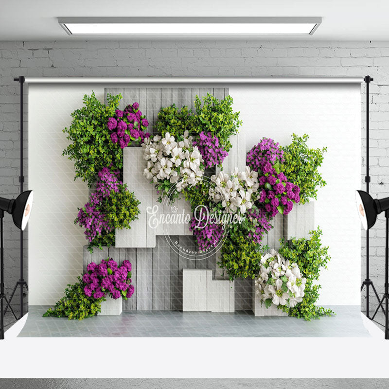 Aperturee - Aperturee Modern White Wall Plant Floral Spring Photo Backdrop