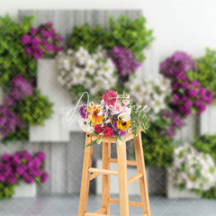 Aperturee - Aperturee Modern White Wall Plant Floral Spring Photo Backdrop