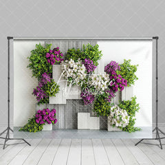 Aperturee - Aperturee Modern White Wall Plant Floral Spring Photo Backdrop