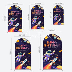 Aperturee - Aperturee Moon Astronaut Purple Galaxy Birthday Arch Backdrop